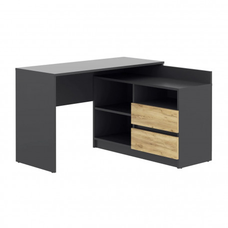 Birou colt Delta 120x50x75 cm cu comoda 100x42x72 cm, 2 sertare, montaj stanga/dreapta, antracit craft [1]