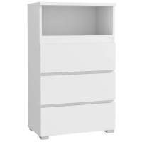 Comoda cu 3 sertare si raft deschis Neo 03, 65x37x106 cm, finisaj mat, alb Comoda cu 3 sertare si raft deschis Neo 03, 65x37x106 cm, finisaj mat, alb