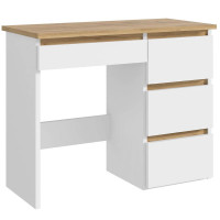 Birou Beta 3 Norge cu 4 sertare, 94x43x75 cm, alb si stejar craft Birou Beta 3 Norge cu 4 sertare, 94x43x75 cm, alb si stejar craft