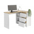 Birou colt Norge cu 3 sertare si 2 rafturi, 124x89x75 cm, alb si stejar [3]