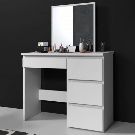 Masa de toaleta si machiaj Beta cu oglinda si 4 sertare, 94x43x130 cm, finisaj alb [1]