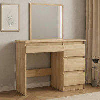 Masa de toaleta si machiaj Beta cu oglinda si 4 sertare, 94x43x130 cm, finisaj sonoma Masa de toaleta si machiaj Beta cu oglinda si 4 sertare, 94x43x130 cm, finisaj sonoma