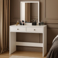 Masa de toaleta si machiaj  Mega cu 2 sertare și oglinda, 100x50x134 cm, finisaj alb