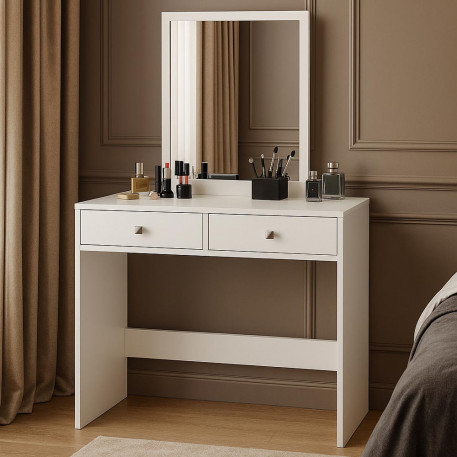 Masa de toaleta si machiaj  Mega cu 2 sertare și oglinda, 100x50x134 cm, finisaj alb [1]