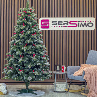 Brad artificial Sersimo, Alexima Elite, verde nins cu merisoare, mix 2D+3D, 200 cm Brad artificial Sersimo, Alexima Elite, verde nins cu merisoare, mix 2D+3D, 200 cm