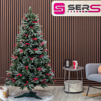 Brad artificial Sersimo, Miahelene Elite, verde nins cu merisoare, mix 2D+3D, 180 cm Brad artificial Sersimo, Miahelene Elite, verde nins cu merisoare, mix 2D+3D, 180 cm