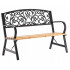 Banca de gradina din lemn si cadru otel, cu spatar decorativ, 120x56x87 cm, negru si maro natur [2]
