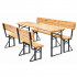 Set mobilier pliabil pentru gradina si evenimente, 3 piese, masa si 2 banci cu spatar pentru confort sporit, lemn de pin impregnat si lacuit, cadru di [9]