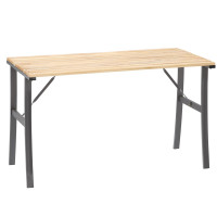 Masa de gradina cu cadru metalic si blat din lemn impregnat, 120x60x71 cm, natur