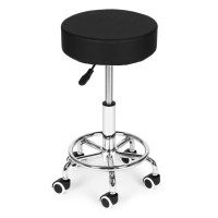 Scaun rotativ ergonomic pentru salon sau cabinet, reglabil pe inaltime 51-65 cm, sezut 34 cm din piele ecologica, maxim 114 kg, negru Scaun rotativ ergonomic pentru salon sau cabinet, reglabil pe inaltime 51-65 cm, sezut 34 cm din piele ecologica, maxim 114 kg, negru