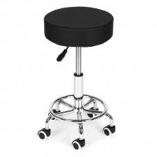 Scaun rotativ ergonomic pentru salon sau cabinet, reglabil pe inaltime 51-65 cm, sezut 34 cm din piele ecologica, maxim 114 kg, negru Scaun rotativ ergonomic pentru salon sau cabinet, reglabil pe inaltime 51-65 cm, sezut 34 cm din piele ecologica, maxim 114 kg, negru