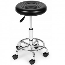 Scaun rotativ ergonomic pentru salon sau cabinet, reglabil pe inaltime 47-62 cm, sezut 34 cm din piele ecologica, maxim 114 kg, negru Scaun rotativ ergonomic pentru salon sau cabinet, reglabil pe inaltime 47-62 cm, sezut 34 cm din piele ecologica, maxim 114 kg, negru