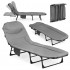 Pat camping pliabil tip sezlong, cu tetiera reglabila si buzunar lateral, maxim 120 kg, 65x200x88 cm, gri [2]