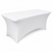 Husa elastica pentru masa gradina sau evenimente, poliester si spandex, 240x76x74 cm, alb