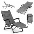 Sezlong gradina pliabil 2 in 1 cu suport telefon si buzunar lateral, material moale matlasat, maxim 150 kg, 180x63x90 cm, gri [2]