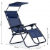 Sezlong pliabil 86x67x120 cm, zero gravity, copertina reglabila, spatar 3 pozitii, cadru otel si material impermeabil, albastru [10]
