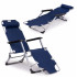 Sezlong pliabil 178x47x92 cm, 2 in 1 fotoliu, spatar si suport picioare reglabile, cadru metalic si tetiera detasabila, albastru bleumarin [2]