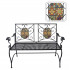 Banca de gradina, cadru metalic cu mozaic decorativ, 115x56x90 cm, negru [8]