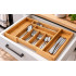 Organizator extensibil pentru tacamuri din bambus, compartimente laterale glisante, spatiu adaptabil pentru organizare eficienta, dimensiuni maxime 45 [5]