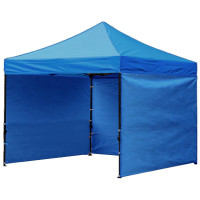 Cort tip pavilion cu 3 pereti laterali, structura solida otel si acoperis impermeabil PVC, 3x3 m cu inaltime reglabila, albastru Cort tip pavilion cu 3 pereti laterali, structura solida otel si acoperis impermeabil PVC, 3x3 m cu inaltime reglabila, albastru