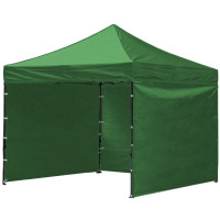 Cort tip pavilion cu 3 pereti laterali, structura solida otel si acoperis impermeabil PVC, 3x3 m cu inaltime reglabila, verde Cort tip pavilion cu 3 pereti laterali, structura solida otel si acoperis impermeabil PVC, 3x3 m cu inaltime reglabila, verde