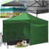Cort tip pavilion cu 3 pereti laterali, structura solida otel si acoperis impermeabil PVC, 3x3 m cu inaltime reglabila, verde [6]