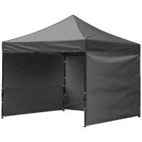 Cort tip pavilion cu 3 pereti laterali, structura solida otel si acoperis impermeabil PVC, 3x3 m cu inaltime reglabila, gri Cort tip pavilion cu 3 pereti laterali, structura solida otel si acoperis impermeabil PVC, 3x3 m cu inaltime reglabila, gri