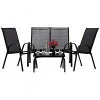 Set mobilier gradina textilene, 2 scaune, 1 canapea si 1 masa, gri inchis Set mobilier gradina textilene, 2 scaune, 1 canapea si 1 masa, gri inchis