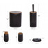 Set de accesorii rotunde pentru baie din plastic, 5 piese, negru cu accesorii din lemn [3]