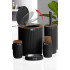 Set de accesorii rotunde pentru baie din plastic, 5 piese, negru cu accesorii din lemn [5]
