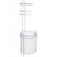 Stand cu cos toaleta si suport hartie igienica, inox, 63cm, argintiu Stand cu cos toaleta si suport hartie igienica, inox, 63cm, argintiu