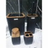 Set de accesorii patrate pentru baie din plastic, 5 piese, negru maro [4]