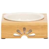 Castron ceramica, bol, pentru caine sau pisica, cu suport din bambus, 15cm Castron ceramica, bol, pentru caine sau pisica, cu suport din bambus, 15cm