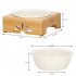 Castron ceramica, bol, pentru caine sau pisica, cu suport din bambus, 15cm [20]