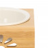 Castron ceramica, bol, pentru caine sau pisica, cu suport din bambus, 15cm [10]