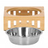 Castron inox, bol, pentru caine sau pisica, cu suport din bambus, 15cm [18]
