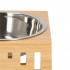 Castron inox, bol, pentru caine sau pisica, cu suport din bambus, 15cm [7]
