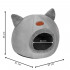 Patut pisici si caini, moale si pufos, antiderapant, perna detasabila, 37x31x36 cm, gri [12]