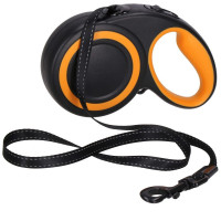 Lesa automata retractabila, pentru rase mari pana la 50kg, 500 cm, negru portocaliu Lesa automata retractabila, pentru rase mari pana la 50kg, 500 cm, negru portocaliu