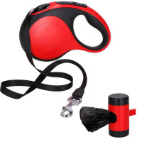 Lesa automata retractabila, pentru rase mari pana la 50kg, 500 cm, suport saci, negru rosu Lesa automata retractabila, pentru rase mari pana la 50kg, 500 cm, suport saci, negru rosu