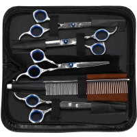 Set de ingrijire pentru animale de companie, cu 4 foarfece pentru tuns si accesorii Set de ingrijire pentru animale de companie, cu 4 foarfece pentru tuns si accesorii