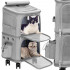 Carucior tip troller pentru transport animale, dublu cu 2 compartimente separate, maxim 22 kg, 55x34x26 cm, gri [7]