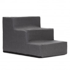 Scara pentru animale de companie, caini sau pisici, 3 trepte, antiderapanta, husa detasabila, inaltime 30 cm, gri inchis