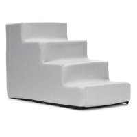 Scara pentru animale de companie, caini sau pisici, 4 trepte, antiderapanta, husa detasabila, inaltime 40 cm, gri deschis