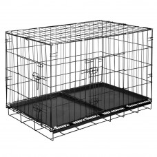 Cusca pentru animale, 2 usi, pliabila din metal, XL, Negru, 100x70x60 cm Cusca pentru animale, 2 usi, pliabila din metal, XL, Negru, 100x70x60 cm