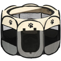 Tarc pliabil pentru animale de companie, diametru 114cm, gri crem Tarc pliabil pentru animale de companie, diametru 114cm, gri crem