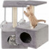 Ansamblu de joaca pentru pisici, cu loc pentru zgariat, ascuns, platforma, 62cm, gri [2]