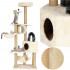 Ansamblu de joaca pentru pisici, cu loc pentru zgariat, ascuns, culcus, hamac, minge, 154cm, crem [11]