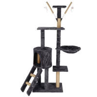 Ansamblu de joaca pentru pisici, cu loc pentru zgariat, ascuns, culcus, mingi, 145cm, grafit Ansamblu de joaca pentru pisici, cu loc pentru zgariat, ascuns, culcus, mingi, 145cm, grafit