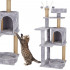 Ansamblu de joaca pentru pisici, cu loc pentru zgariat, ascuns, culcus, mingi, 127cm, gri [10]